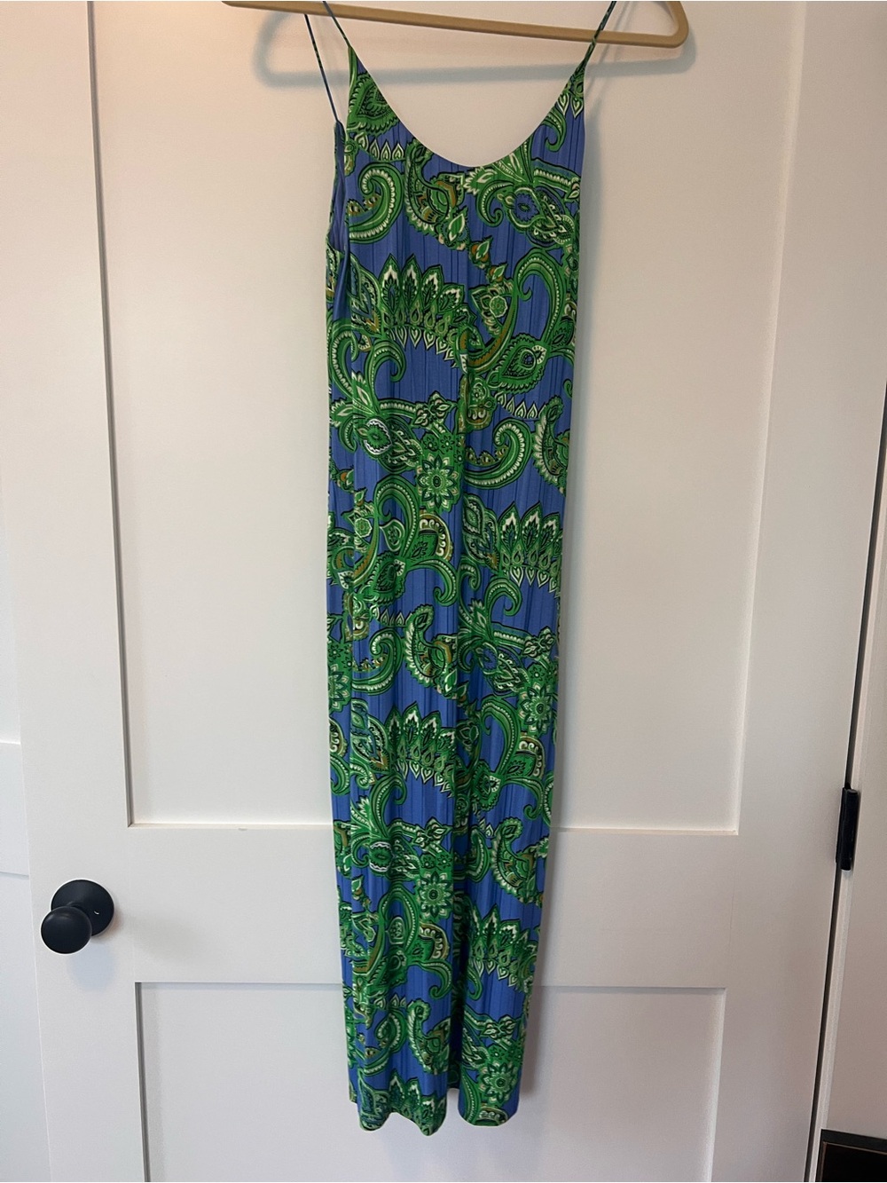 Alice + Olivia Green and Blue Paisley Slip dress